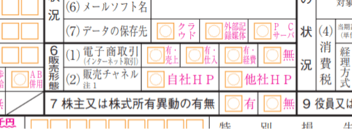 法人事業概況説明書の記入欄